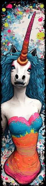 Free dragon bookmark with a unicorn wearing a bodysuit